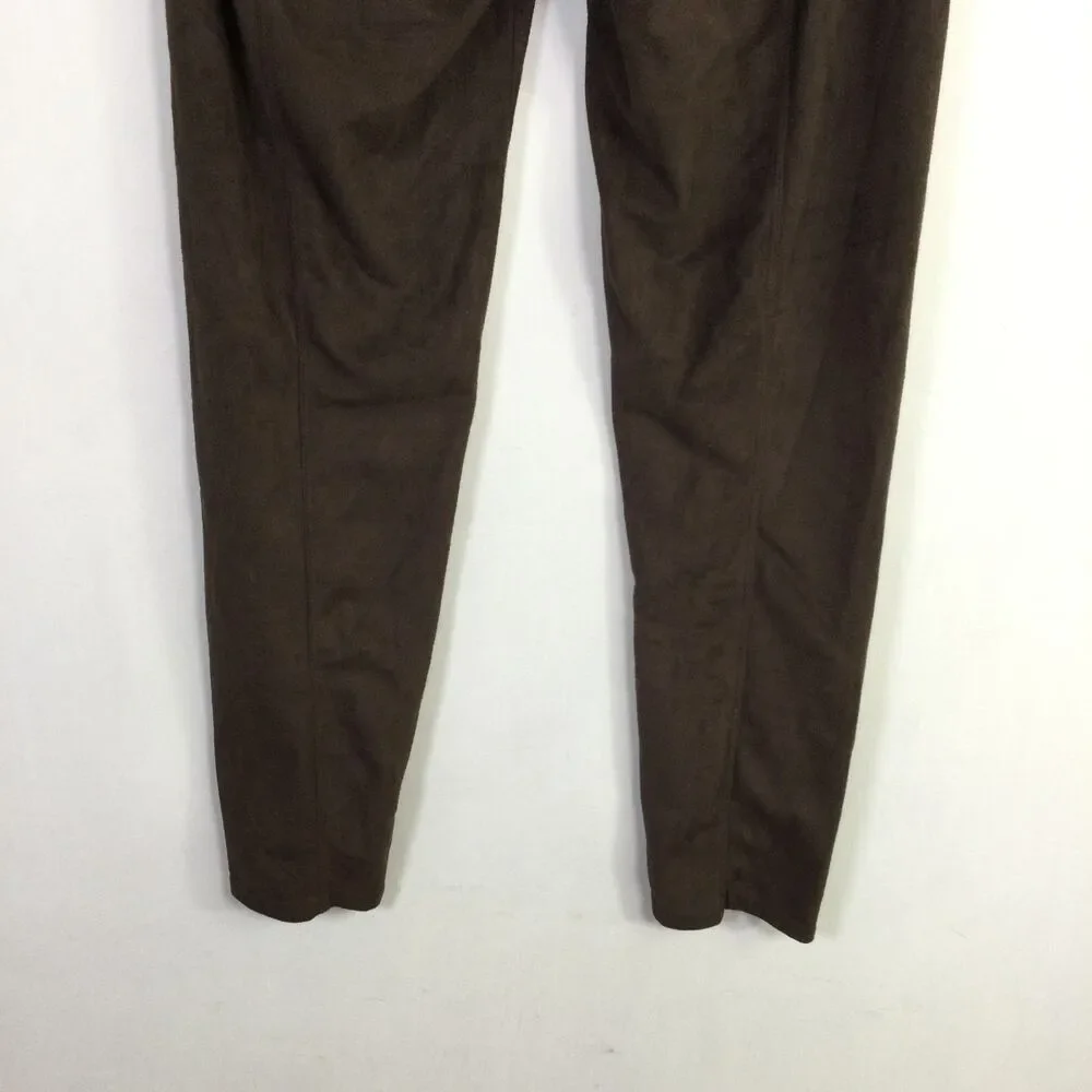 Lysse Womens Faux Suede High Waist Velvet Leggings Pull-On Dark Brown Size M - Picture 9 of 15